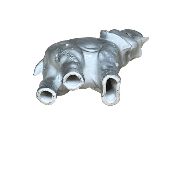 Vintage Germany Porcelain Gray Elephant Figurine Trunk Up - Picture 7 of 7